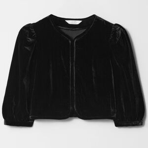 & Other Stories Cropped Black Velvet Blouse